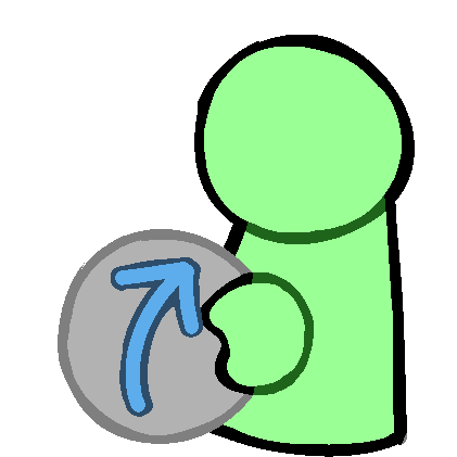 a light green figure holding a grayed out ball with a blue arrow pointing to at them.